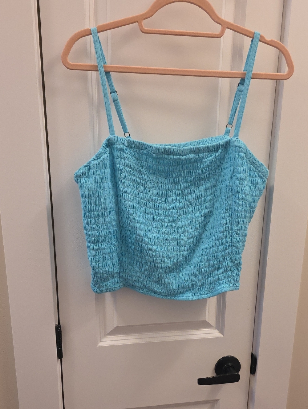 Torrid Turquoise Smocked Spaghetti Strap Crop Top